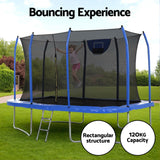 Everfit 12FT Trampoline Kids Rectangle Rebounder with Basketball Set Safety Net