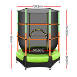 Everfit 4.5FT Trampoline for Kids Trampoline w/ Enclosure Safety Net Rebounder Gift Green