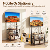 Artiss Mobile TV Stand 32-65 Inch TVs Mount 50kg with 3 MDF Shelves Lockable Wheels Adjustable Feet