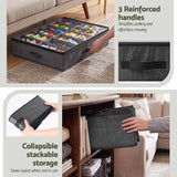 Artiss Under Bed Shoe Storage Containers X2 Box Organiser 12 Pairs Fabric Grey