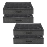 Artiss Under Bed Shoe Storage Containers X4 Box Organiser 12 Pairs Fabric Grey