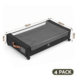 Artiss 4X Under Bed Storage Containers 48L Clothes Organiser Wheels Oxford Black