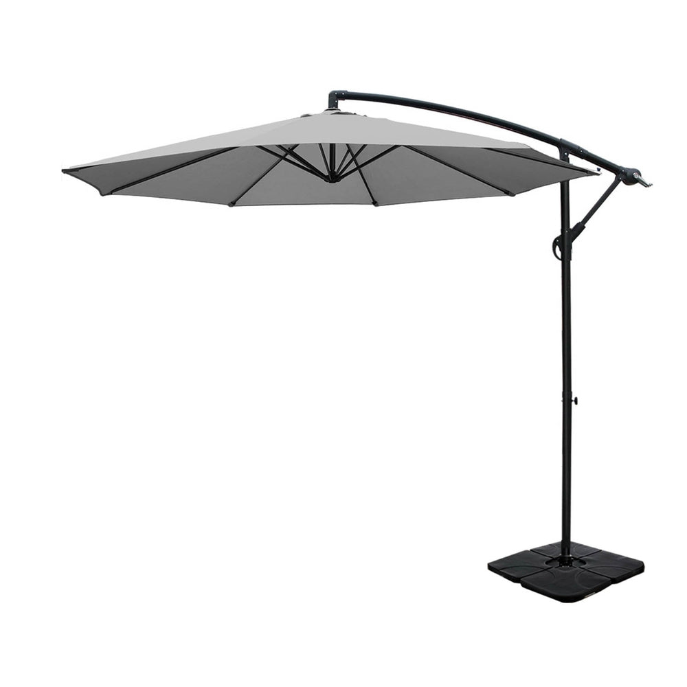 Instahut Umbrella Outdoor Umbrellas Cantilever Sun Stand UV Garden Base Grey 3M