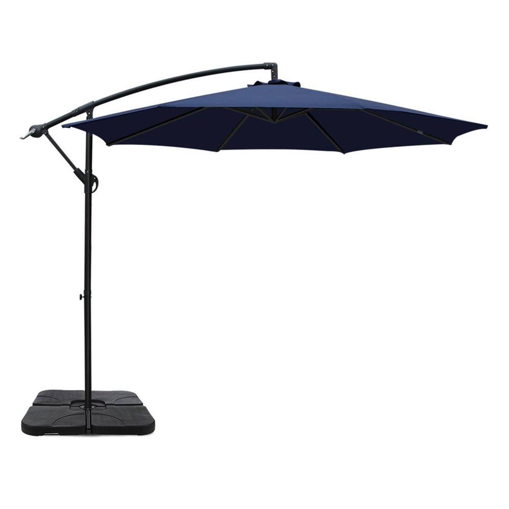 Instahut 3m Umbrella w/Base Outdoor Cantilever Beach Garden Patio Parasol Navy