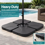 Instahut Outdoor Umbrella w/Base 4.57m Solar 48 LED Double-Sided Patio Parasol Brown