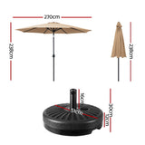 Instahut 2.7m Outdoor Umbrella w/Base Pole Stand Garden Sun Beige