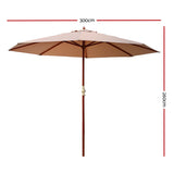 Instahut 3m Outdoor Umbrella Pole Umbrellas Beach Garden Sun Stand Patio Beige