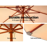 Instahut 3m Outdoor Umbrella Pole Umbrellas Beach Garden Sun Stand Patio Beige