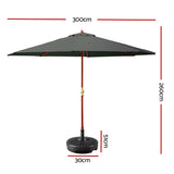 Instahut 3m Outdoor Umbrella w/Base Pole Umbrellas Garden Sun Stand Deck Charcoal