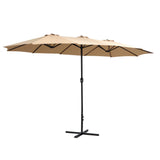 Instahut 4.57m Outdoor Umbrella Beach Pole Garden Tilt Beige