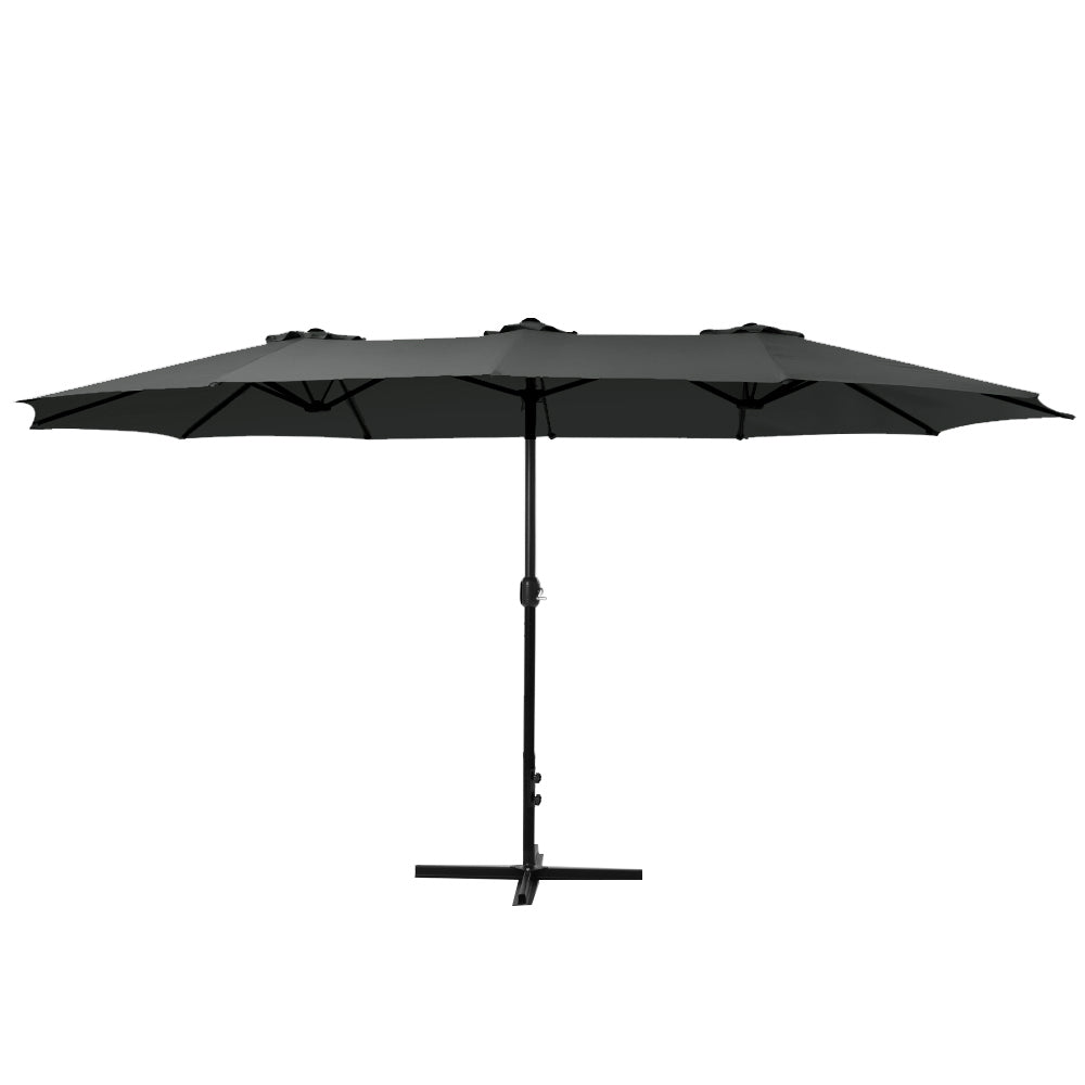 Instahut 4.57m Outdoor Umbrella Beach Pole Garden Tilt Black