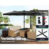 Instahut 4.57m Outdoor Umbrella Beach Pole Garden Tilt Black