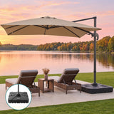 Instahut Outdoor Umbrella w/Base 3m Left-right Tilting Cantilever Patio Parasol Beige