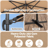 Instahut Outdoor Umbrella w/Base 3m Left-right Tilting Cantilever Patio Parasol Beige