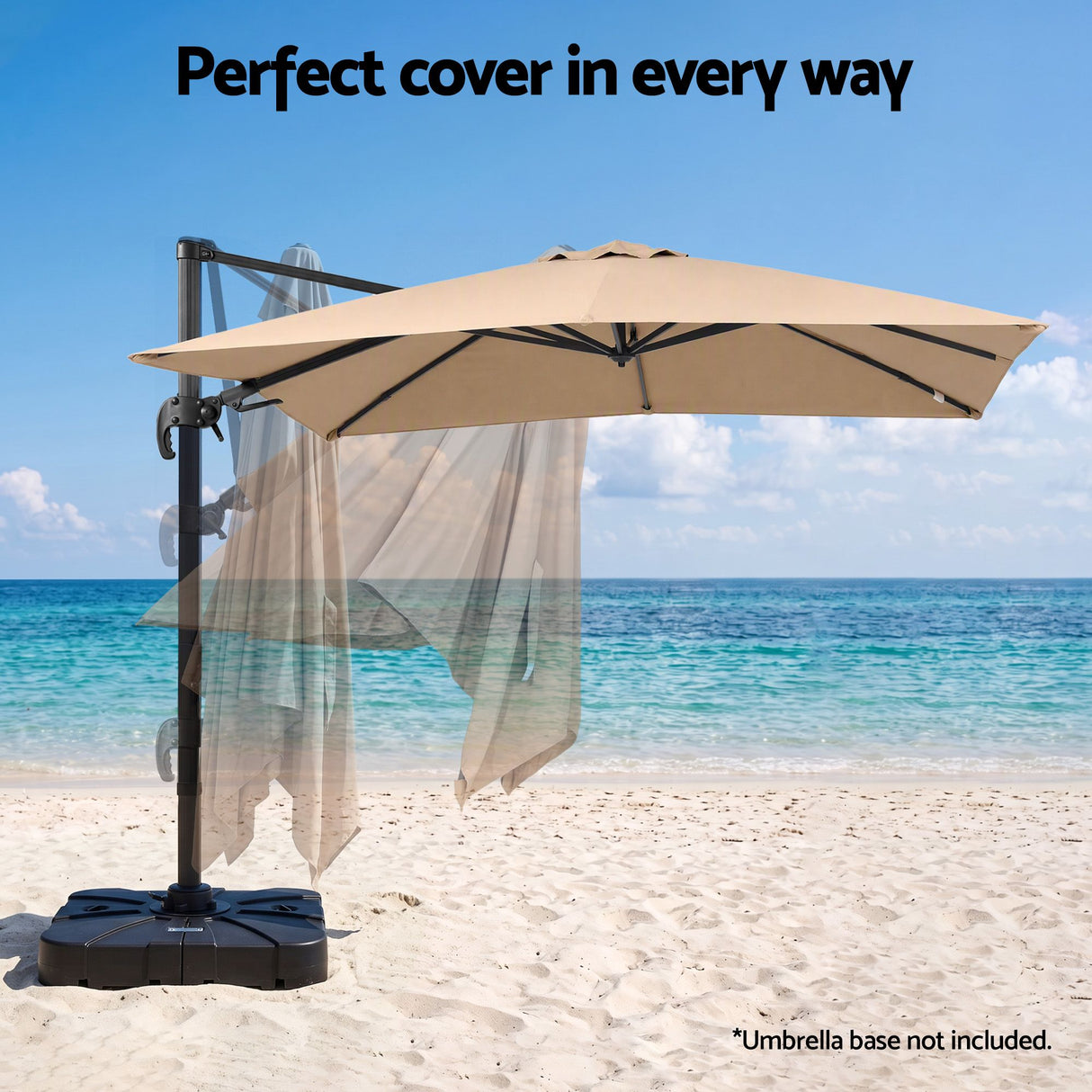 Instahut Outdoor Umbrella 3m Left-right Tilting Cantilever Patio Parasol Beige