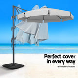 Instahut 3m Outdoor Umbrella Cantilever 360 Degree Tilt Beach Roma Grey