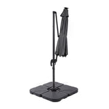 Instahut Outdoor Umbrella w/Base 3m Solar LED Offset Cantilever Patio Parasol Charcoal