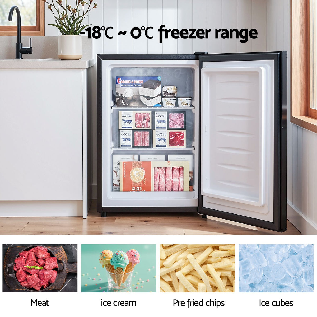 Devanti 42L Upright Freezer Fridge Black