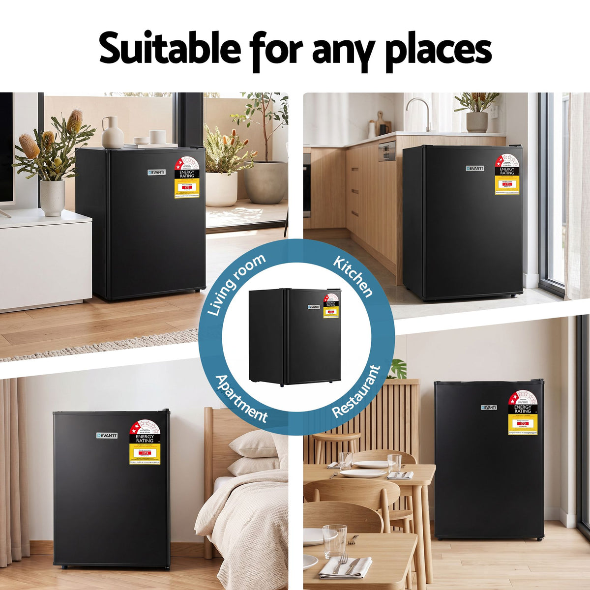 Devanti 42L Upright Freezer Fridge Black