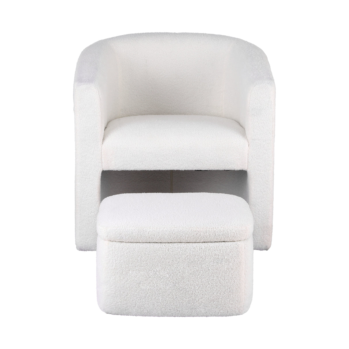 Artiss Armchair Accent Chair w/Ottoman Lounge Footrest Storage Boucle White