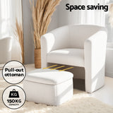 Artiss Armchair Accent Chair w/Ottoman Lounge Footrest Storage Boucle White