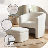 Artiss Armchair Accent Chair w/Ottoman Lounge Footrest Storage Boucle White