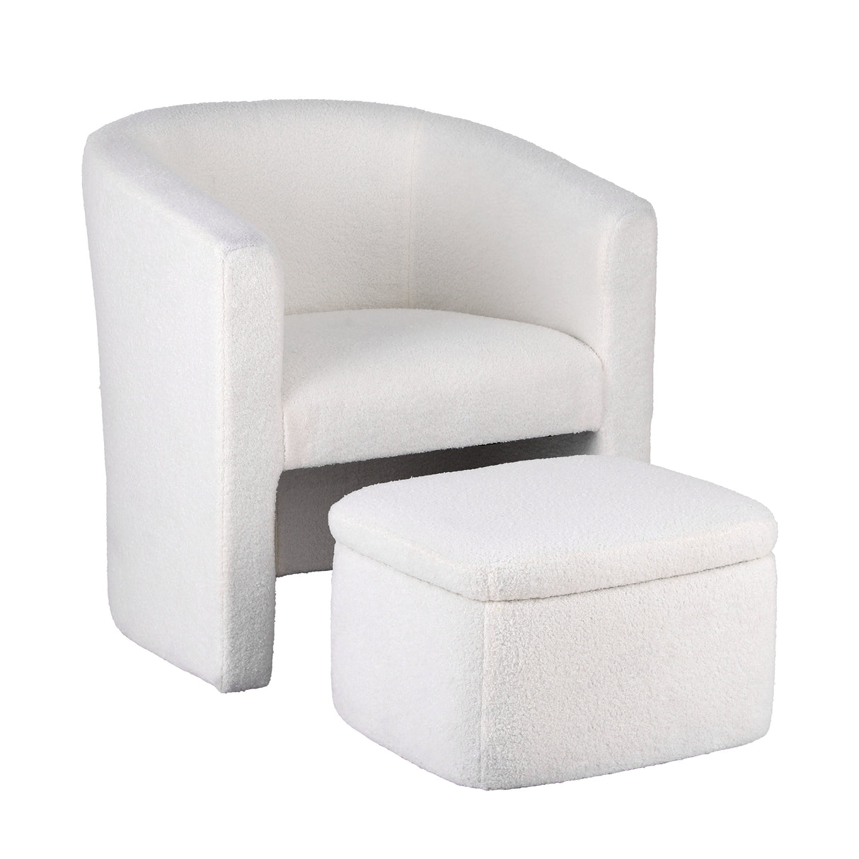 Artiss Armchair Accent Chair w/Ottoman Lounge Footrest Storage Boucle White