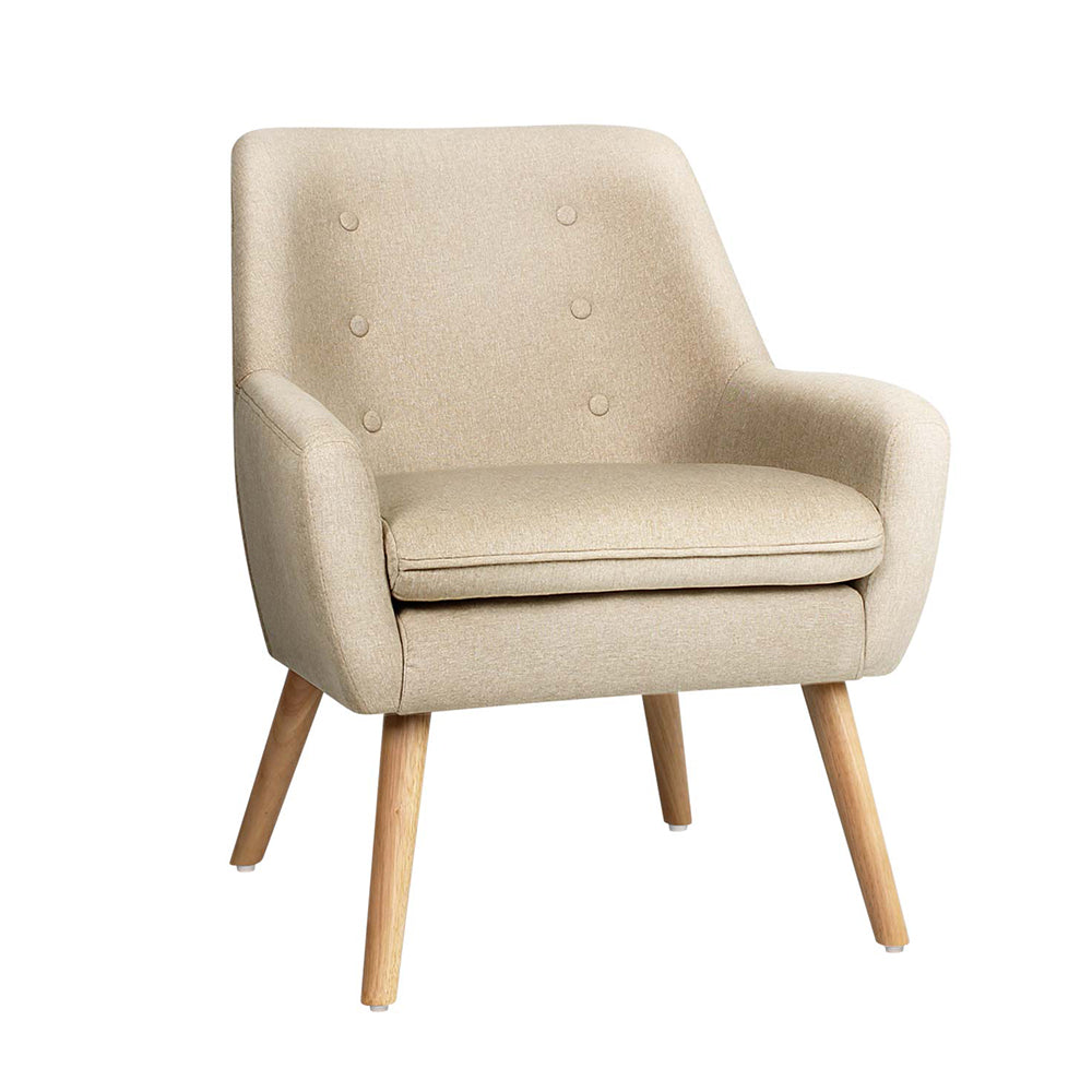 Anne Armchair Beige Linen Fabric