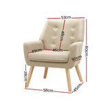 Anne Armchair Beige Linen Fabric