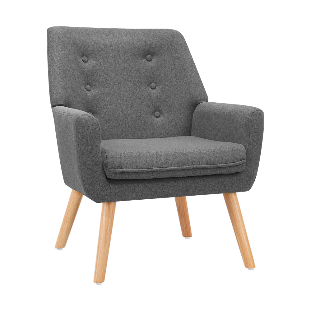 Anne Armchair Grey Linen Fabric