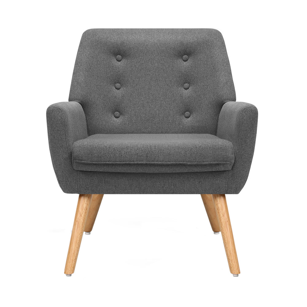 Anne Armchair Grey Linen Fabric