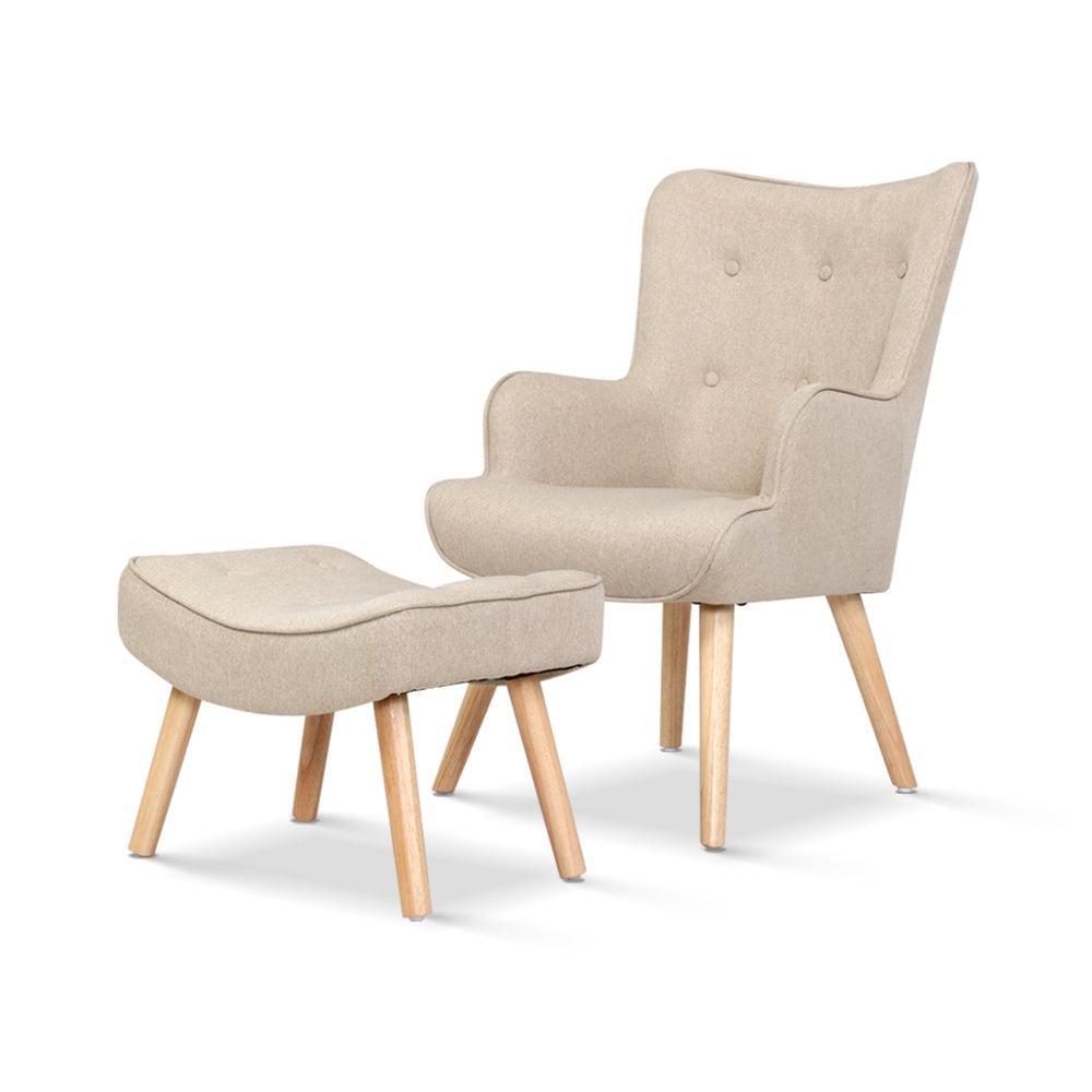 LANSAR Chair and Ottoman Beige