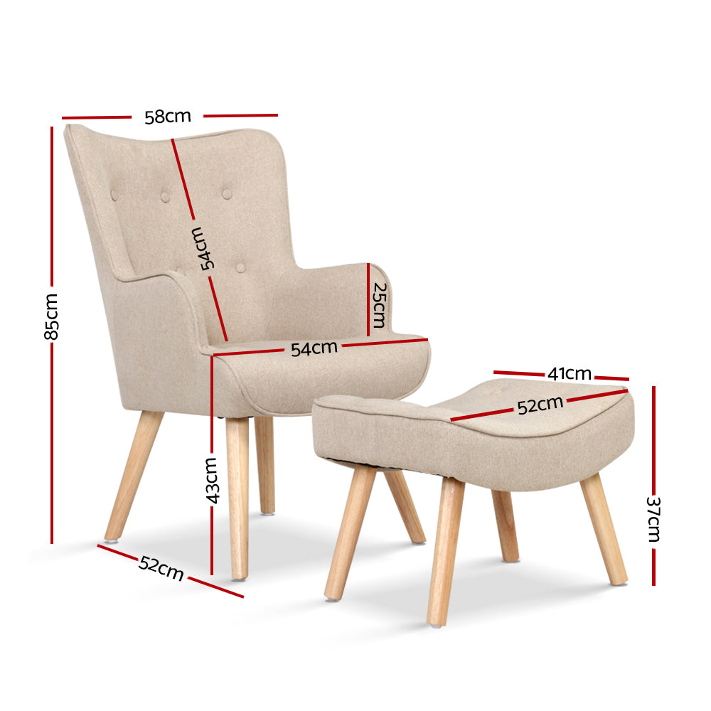 LANSAR Chair and Ottoman Beige