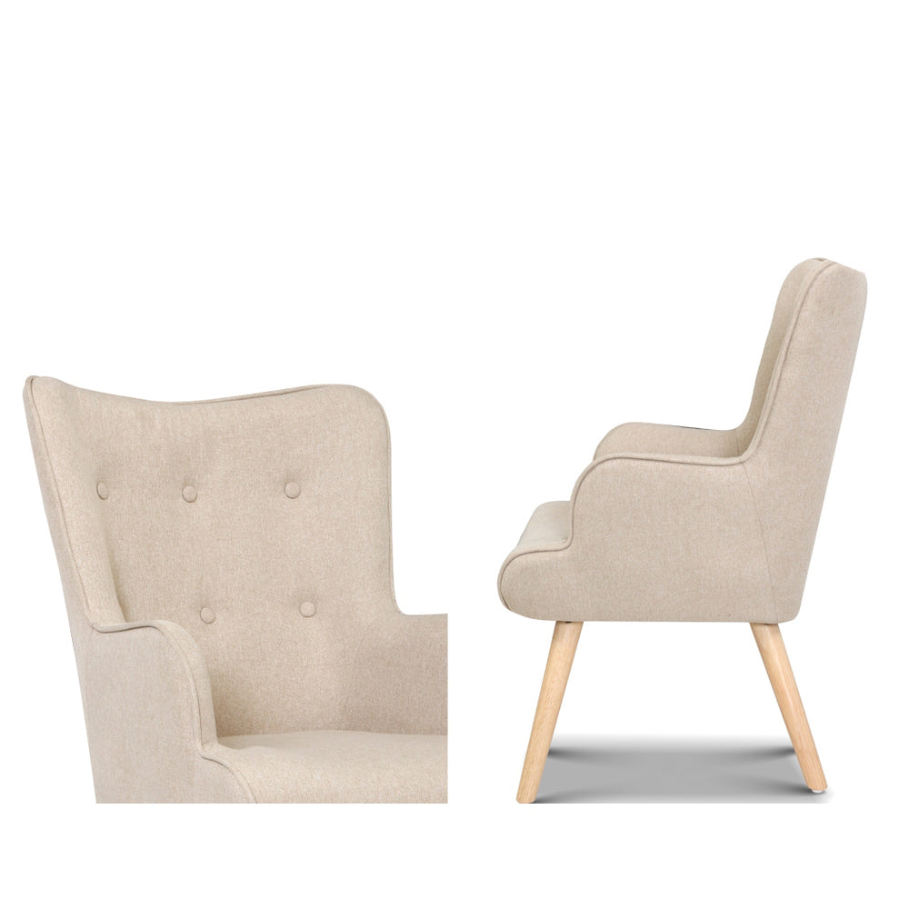 LANSAR Chair and Ottoman Beige