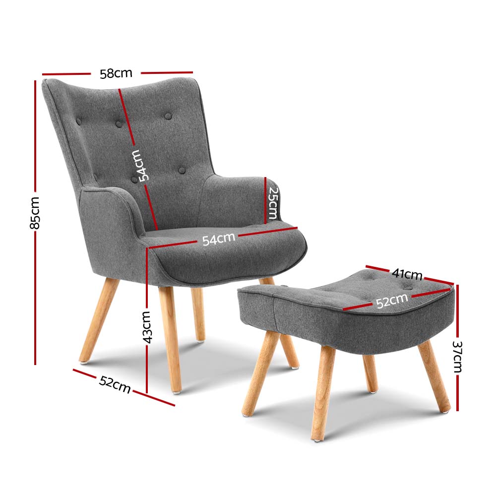 LANSAR Chair and Ottoman Grey