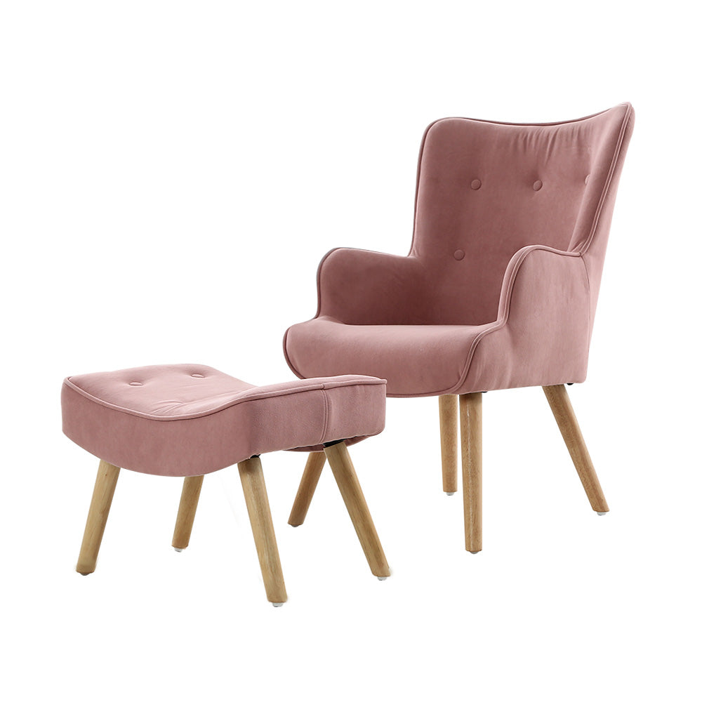 LANSAR Chair and Ottoman Pink