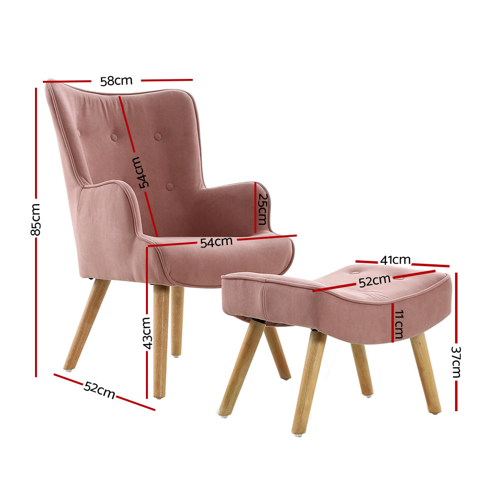 LANSAR Chair and Ottoman Pink