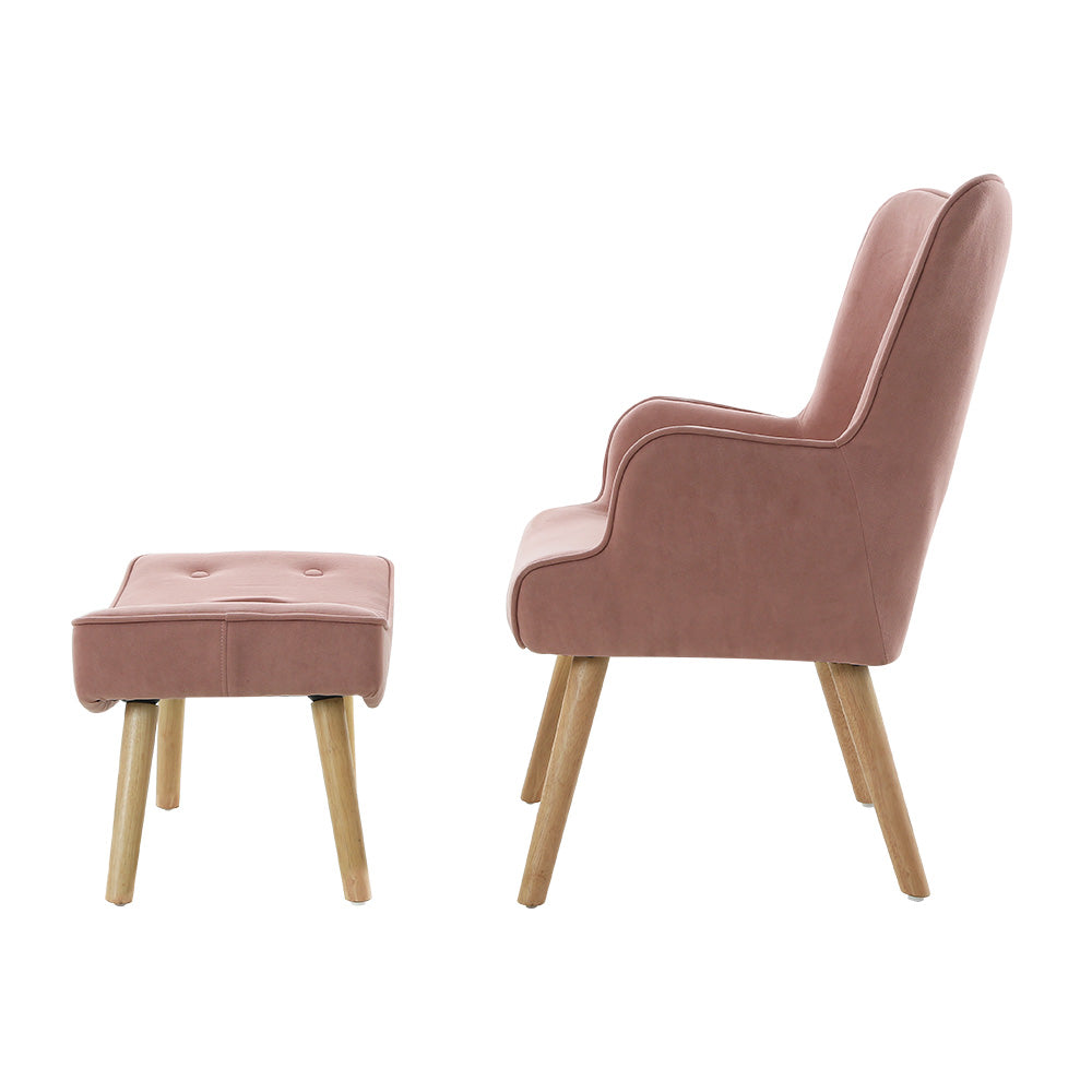 LANSAR Chair and Ottoman Pink