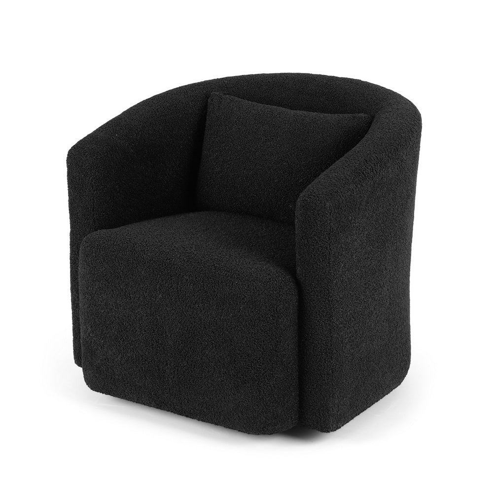 Artiss Round Swivel Armchair Sherpa Fleece Black