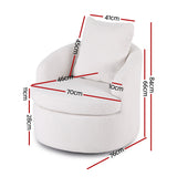 Artiss Round Swivel Armchair Extra Pillow White