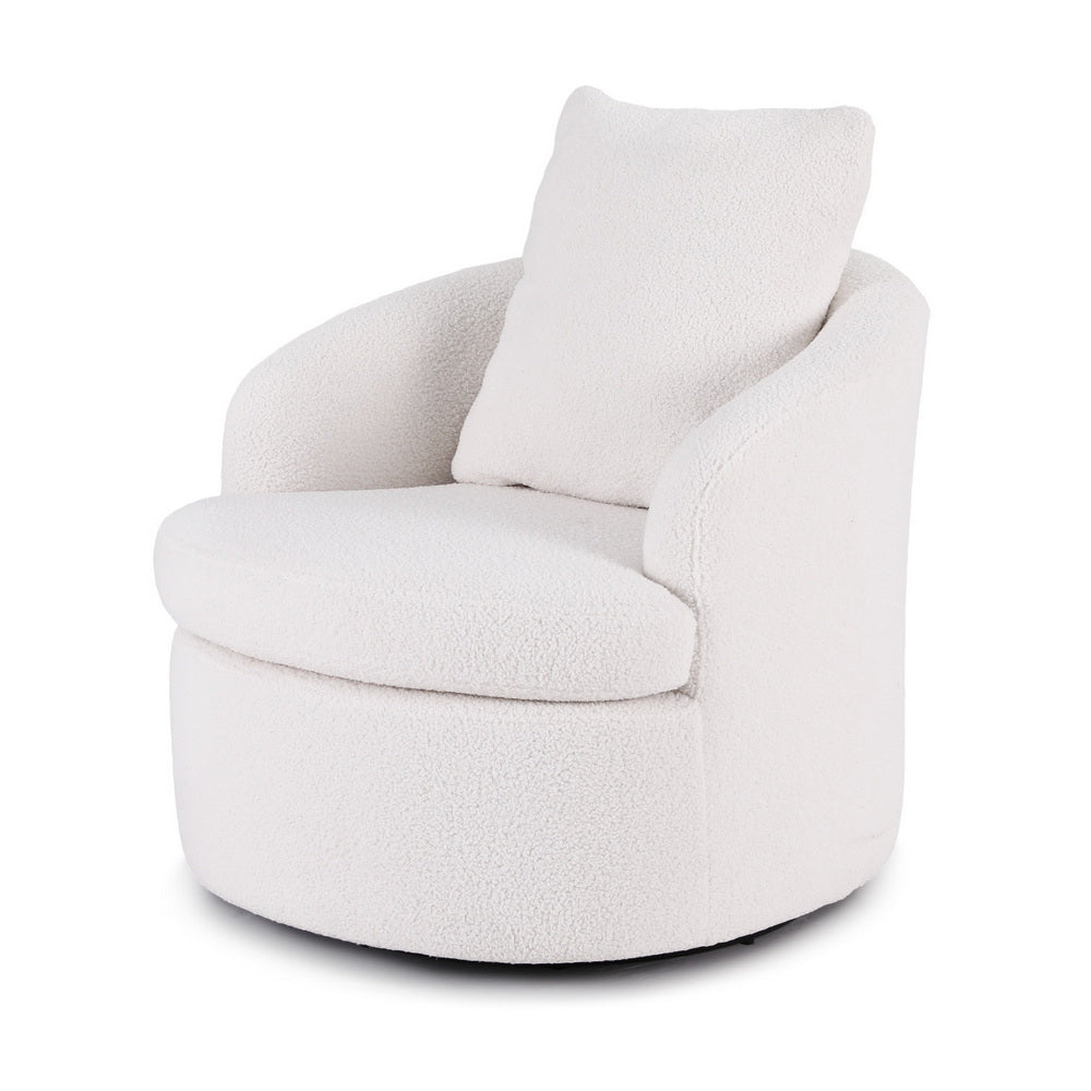 Artiss Round Swivel Armchair Extra Pillow White