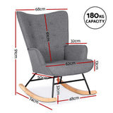 Artiss Rocking Armchair Nursing Chair Linen Fabric Grey