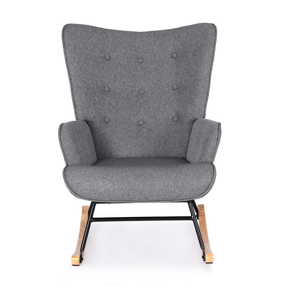 Artiss Rocking Armchair Nursing Chair Linen Fabric Grey