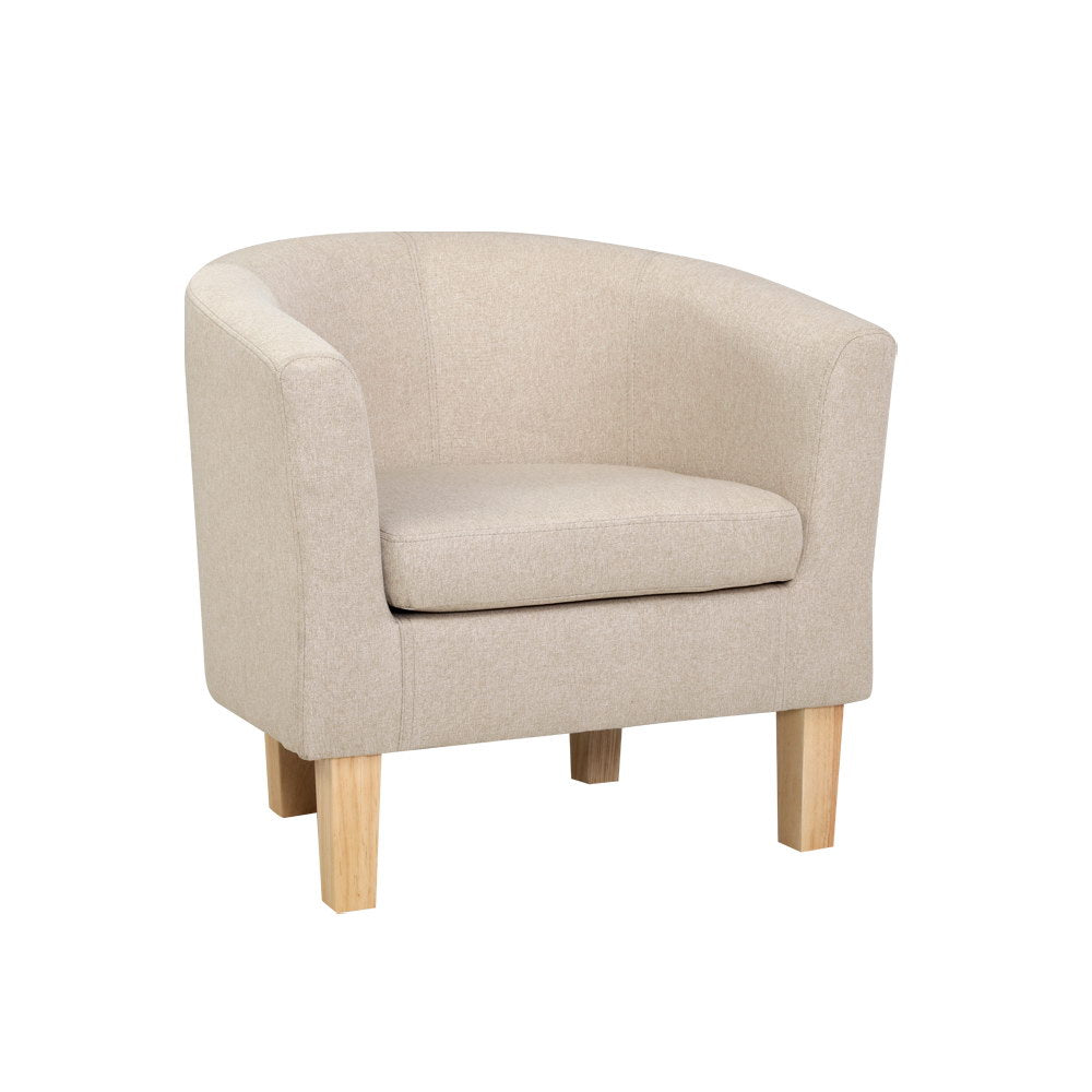 Artiss Armchair Tub Chair Beige Abby