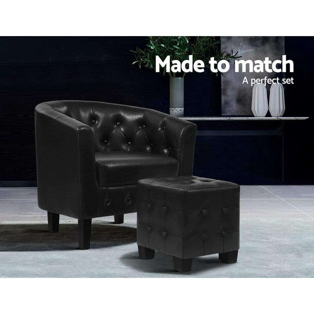 Ava armchair and ottoman black