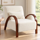 Artiss Teddy Fabric Armchair Curved Bentwood Arms with Cushion Beige