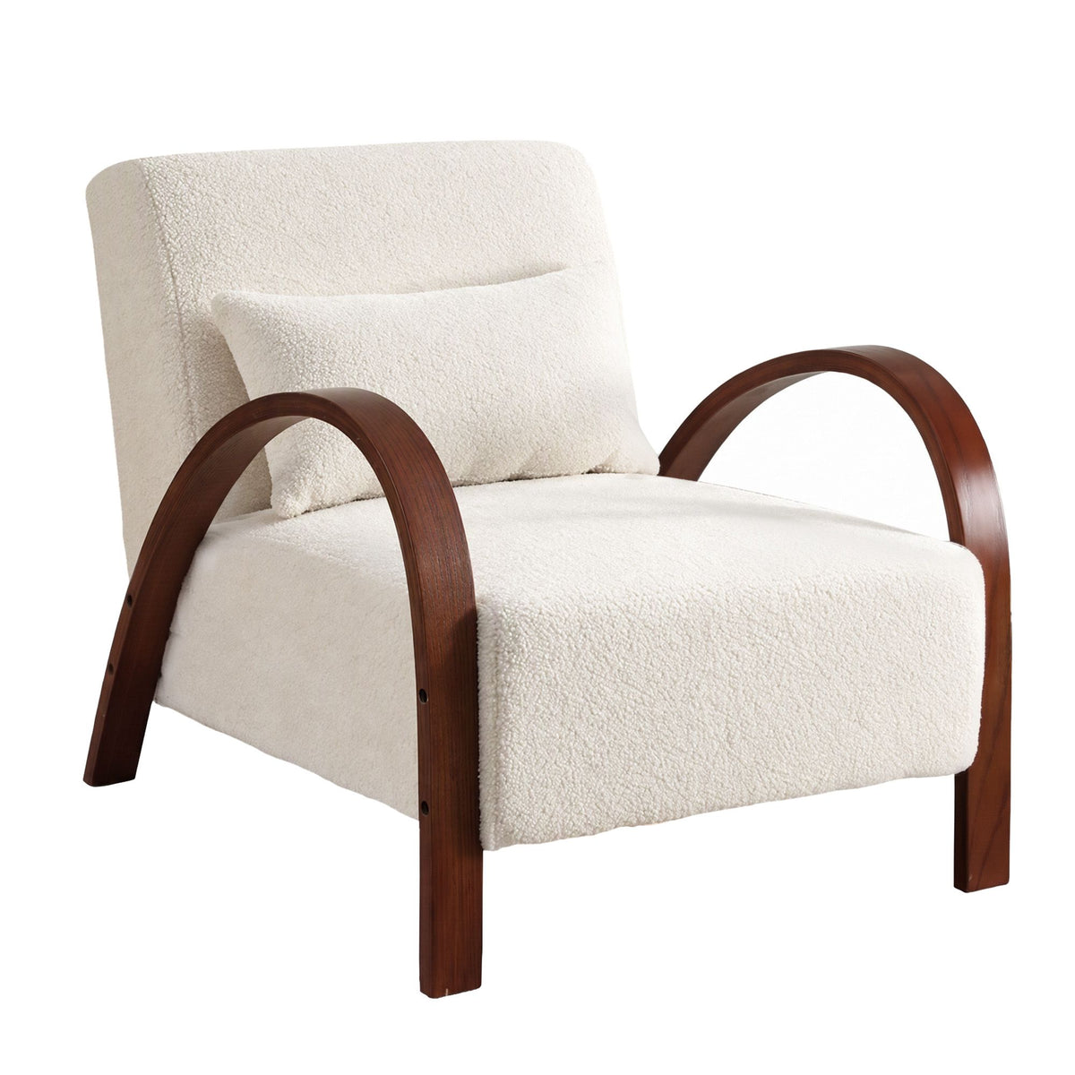 Artiss Teddy Fabric Armchair Curved Bentwood Arms with Cushion Beige