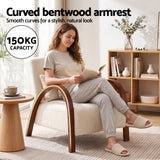 Artiss Teddy Fabric Armchair Curved Bentwood Arms with Cushion Beige