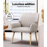 Artiss 2X Armchair Faux Fabric Beige