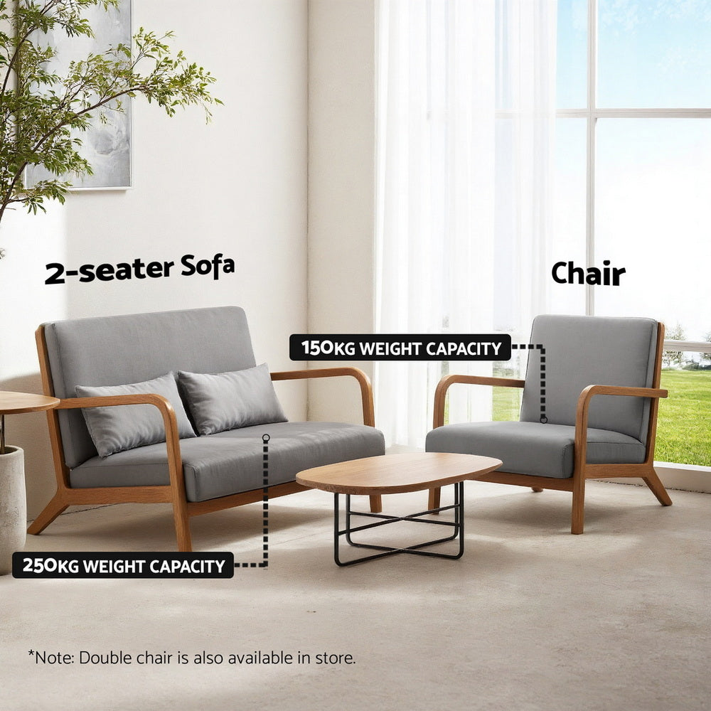Artiss Armchair Fabric Light Grey